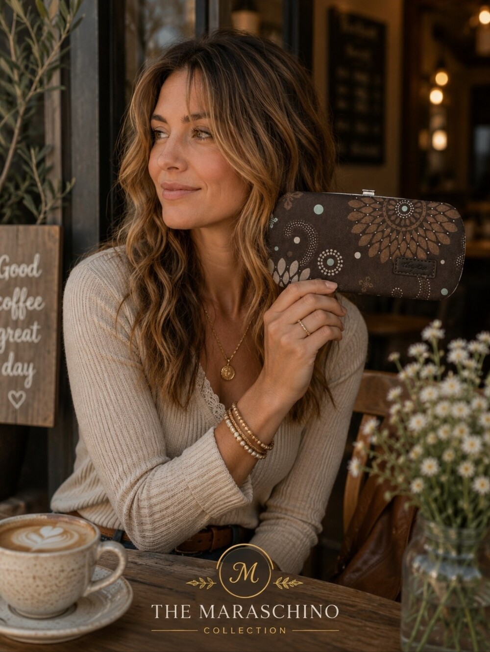 Thirty-One Brown Floral Paisley Clutch Wallet